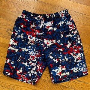 Boys Nike swimsuit - Blue, Red & White Digital Camo